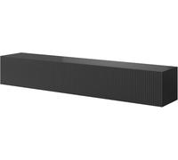 Selsey Mueble De TV Mesa De TV 175 cm Suspendido con Fachada Fresada Negro Veldio