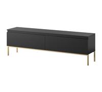 Selsey Mueble De TV Mesa De TV 2 Puertas 150 cm con Patas Doradas para Salón Dormitorio Negro Bemmi