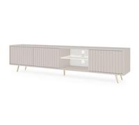 Selsey Mueble De TV Mesa De TV con Patas Doradas 175 cm con Lamas Beige Gris Bello