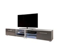 Selsey Mueble para televisión, Blanco Mate/Gris Brillante, 200 cm