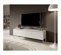 Selsey Mueble De TV Mesa De TV 2 Puertas 150 cm con Patas Doradas para Salón Dormitorio Blanco Bemmi