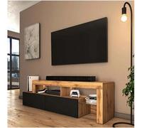 Selsey 5903025850245 Mueble de TV, Madera de ingeniería Vidrio, Roble wotan, 172