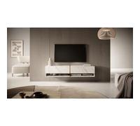 SELSEY Mueble TV / Mueble de salón - mármol blanco con incrustaciones de oro - 140 cm - Mirrgo