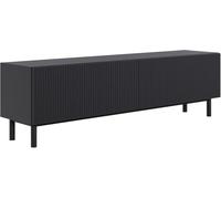 Selsey Mueble TV Salón 140 cm Negro - Mueble TV Salón Moderno con Puertas Abatibles, Mueble de Salón para Televisión, Aparador Bajo para TV con Patas Metálicas, Fabricado en Europa