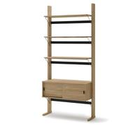 Selsey Ollie Estante Pared 193x88x40 cm, 3 estantes amplios y Compartimento Cerrado, Roble aceitado, Tiradores Negros, Estilo Industrial/escandinavo, Ideal salón/Oficina.