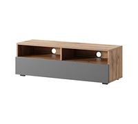 Selsey REDNAW - Mueble de TV Moderno, para salón, de pie/Colgante, 100 cm de Ancho (Roble Blanco Mate/Gris Brillante sin LED)