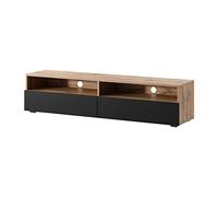 Selsey REDNAW - Mueble de TV Moderno para salón, de pie o colgado, 140 cm de Ancho (Roble Roble Blanco Mate/Negro Brillante sin LED)