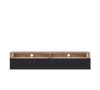 Selsey REDNAW - Mueble de TV Moderno para salón, de pie o colgado, 140 cm de Ancho (Roble Roble Blanco Mate/Negro Brillante con LED)