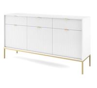 Selsey Soporte de TV Vellore 154×83×39 cm - Moderno y Elegante - Grisáceo con Detalles Dorados - Autoensamblaje - 3 Puertas, 3 Cajones de Almacenamiento - Diseño Geométrico Atemporal