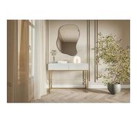 SELSEY Tocador con dos cajones y patas de metal dorado - 110 cm - blanco - VELDIO