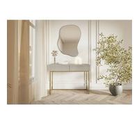 Selsey Tocador Maquillaje con 2 Cajones 110 x 79 cm con Patas Doradas Mesa De Maquillaje Tocador Escritorio Beige Gris Veldio