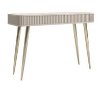 Selsey Tocador de Maquillaje, 113 cm, Estriado, Empuje para Abrir, Cierre Suave, Patas Doradas, Color Gris y Beige