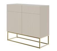 Selsey Veldio - Cómoda de 2 Puertas con 2 cajones, Gris Beige Taupe con Patas de Metal Dorado, 100 cm