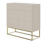 Selsey Veldio - Cómoda de 3 cajones, Gris Beige Taupe con Estructura de Metal Dorado, 90 cm de Ancho