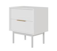 Selsey Viviaro - Mesita de Noche (54 cm, con 2 cajones, Patas de Madera Blanca)
