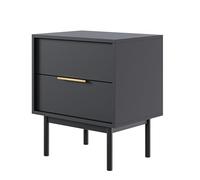 Selsey Viviaro - Mesita de Noche (54 cm, con 2 cajones, Patas de Madera Negra)