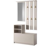 Selsey Yesfir - Conjunto de Entrada Elegante (160 x 85 x 24 cm, aparador de Almacenamiento de Cachemira con Espejo Rectangular, Estante y Ganchos Dorados, Armario para Zapatos de 8 Pares