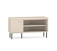 Selsey Zapatero de 102 cm con Asiento, Banco de 2 Compartimentos, Zapatero, de pie, con Listones y Patas Negras, Color Beige