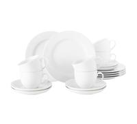 Seltmann Weiden 001.741310 Liane Rondo - Juego de café (18 piezas, para 6 personas, incluye 6 platos de desayuno, 6 tazas de café y 6 platillos, porcelana de pasta dura), color blanco
