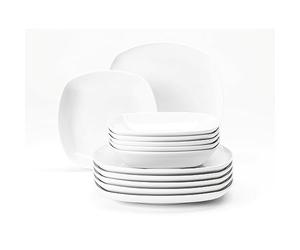 Seltmann Weiden 001.765190 Lido Plain - Vajilla cuadrada (12 piezas), color blanco