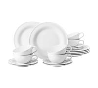 Seltmann Weiden 18 Piezas | Set para 6 Personas | Serie Beat Blanco | Servicio Incluye Cada 6 Plato de Desayuno, Taza, platillo de té, 0.3 litros, Porcelana, 00003