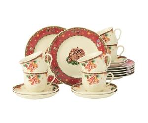 Seltmann Weiden Kaffeeservice 18-tlg. Marieluise Weihnachtsnostalgie Servicio de café Piezas, Porcelana, Rojo