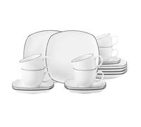 Seltmann Weiden Vajilla de café Lido black lines cuadrada 18 piezas Blanco con canto negro
