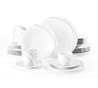 Seltmann Weiden servicio combanido 30 piezas | Set para 6 personas | Serie Trio blanco | servicio incluye cada 6 plato de cena, plato de sopa, plato de desayuno, taza de café, platillo de café