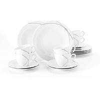 Seltmann Weiden Servicio de café 18 Piezas | Set para 6 Personas | Serie Trio Blanco | Servicio Incluye Cada Cada 6 Plato de Desayuno, Taza de café, platillo de café