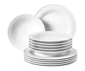 Seltmann Weiden servicio de cena 12 piezas | Set para 6 personas | Serie Beat blanco | servicio incluya cada 6 plato de cena, plato de sopa