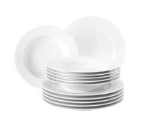 Seltmann Weiden servicio de cena 12 piezas | Set para 6 personas | Serie Rondo blanco | servicio incluye cada 6 plato de cena, plato de sopa