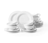 Seltmann Weiden servicio de té 18 piezas | Set para 6 personas | Serie Beat blanco | Servicio incluye cada 6 plato de desayuno, taza de té, platillo de té