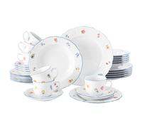 Seltmann Weiden Servicio Combinado 30 Piezas | Set para 6 Personas | Serie Sonate Crema | Servicio Incluye Cada 6 Plato de Cena, Plato de Sopa, Plato de Desayuno, Taza de café, platillo de café