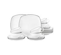 Seltmann Weiden Vajilla de té Lido black lines cuadrada 18 piezas Blanco con canto negro