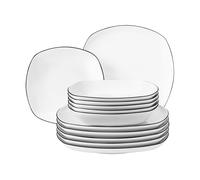 Seltmann Weiden Vajilla Lido black line cuadrada 12 piezas Blanco con canto negro