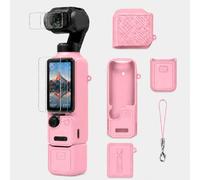Seltureone - Carcasa de silicona para DJI Osmo Pocket 4 con 2 protectores de pantalla y objetivos, funda de silicona flexible, antigolpes, antideslizante y antiarañazos, kit de protección completa