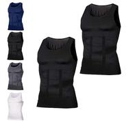 Selure Shaping Tank - Camiseta de compresión elástica para hombre, adelgazante, transpirable, para entrenamiento, 2 piezas-A, XL