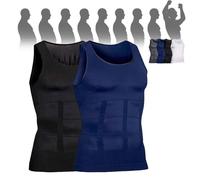 Selure Shaping Tank Men,Selure Compression Shirt,Compression Shaping Tank 2.0 Top Mens Big and Tall(Black+Blue,Small)