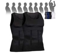 Selure Shaping Tank Men,Selure Compression Shirt,Compression Shaping Tank 2.0 Top Mens Big and Tall(2 Black,Small)