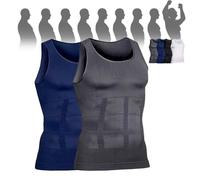 Selure Shaping Tank Men,Selure Compression Shirt,Compression Shaping Tank 2.0 Top Mens Big and Tall(Blue+Gray,Small)