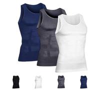 SelureWear Shaping Tank Men 2.0 Breathable Invisible Compression Shirts Waterproof Breathable Quick Drying Ultra Stretch (3PCS/B,L)