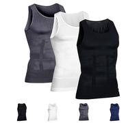 SelureWear Shaping Tank Men 2.0 Breathable Invisible Compression Shirts Waterproof Breathable Quick Drying Ultra Stretch (3PCS/A,3XL)