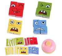 Selutiya Puzle 3D Face Changing, Cubo de cuento con campana, rompecabezas de madera de expresión, para 1-4 personas para jugar en el momento del Same, Magic Cube Set para 3, 4, 5, 6, 7