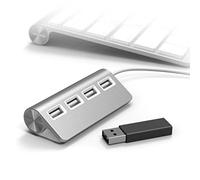 Seluxion - Hub de 4 puertos USB 2.0, extensión de 4 puertos USB para ordenador y Mac, 4 puertos USB 2.0, diseño de aluminio estilo Apple, potencia 5 V, compatible con todos los ordenadores Windows,