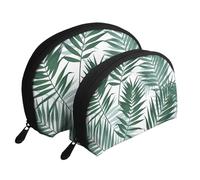 Selva Tropical, Patrón Sin Costuras con Hojas De Palma, Bolsa de Maquillaje de Concha, Monedero pequeño para Mujer, Bolsa de artículos de tocador, Bolsa de cosméticos, 2 Piezas