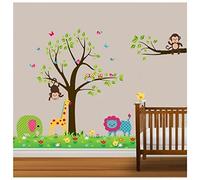 Selva ZOO lleno de animales Safari Calcomanía infantil Sala de niños Habitación de niños Calcomanía de arte Sala de las niñas Safari Animal Pegatinas de pared Calcomanías Decoración