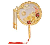 SELVFZ Abanico chino vintage decorativo para boda, abanico redondo de mano, bata elegante