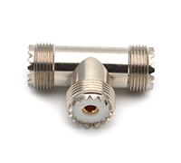 SELVFZ Adaptador PL-259 UHF triple conector UHF hembra PL259 a hembra SO239, conector coaxial RF en forma de T a adaptador de cable coaxial