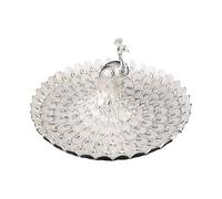 SELVFZ Bandeja de frutas de pavo real en relieve, elegante decoración del hogar de metal con gran capacidad para decoración de mesa de comedor, plato de frutas de metal blanco dorado