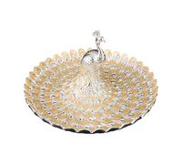 SELVFZ Bandeja de frutas de pavo real en relieve, elegante decoración del hogar de metal con gran capacidad para decoración de mesa de comedor, plato de frutas de metal blanco dorado